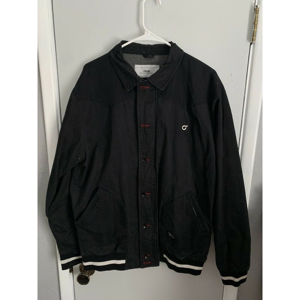 Orisue Men Classic Bomber Coat Jacket XL Black Red